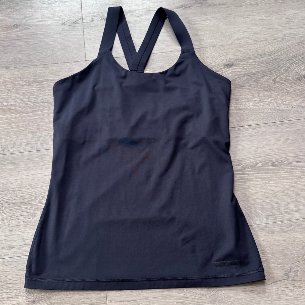Ivy Park Womens Black Activewear Tank Top Built-in Bra Mesh Back Size Medium M